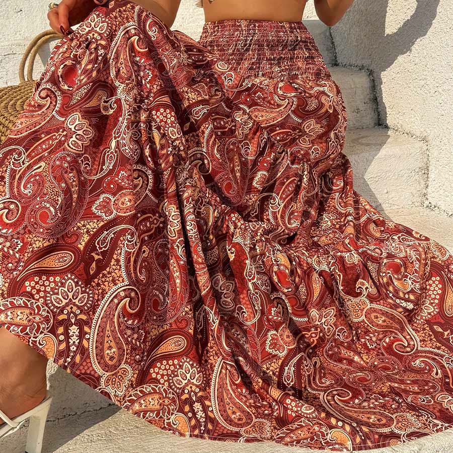 Robe longue à volants taille haute à imprimé cachemire Olivenorma Resort pour femme - image 2