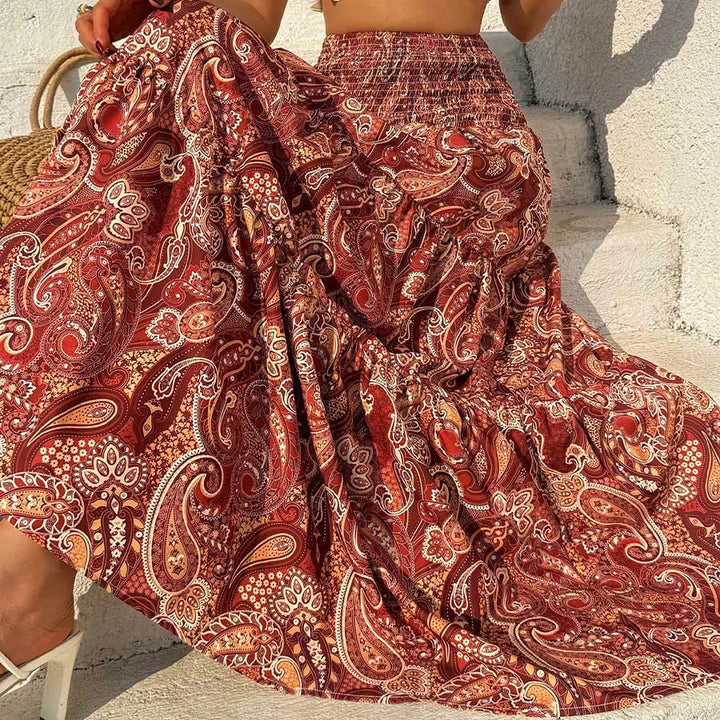 Robe longue à volants taille haute à imprimé cachemire Olivenorma Resort pour femme - image 2