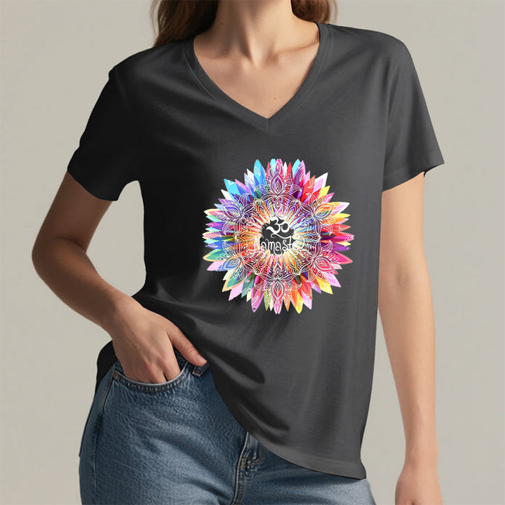 Olivenorma Zen Inspiré Mandala Om Namaste T-shirt col V - image 16