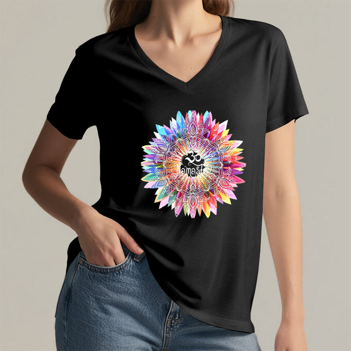 Olivenorma Zen Inspiré Mandala Om Namaste T-shirt col V - image 13