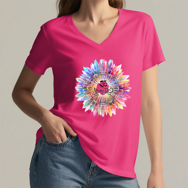 Olivenorma Zen Inspiré Mandala Om Namaste T-shirt col V - image 34