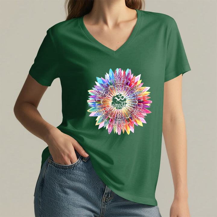 Olivenorma Zen Inspiré Mandala Om Namaste T-shirt col V - image 22