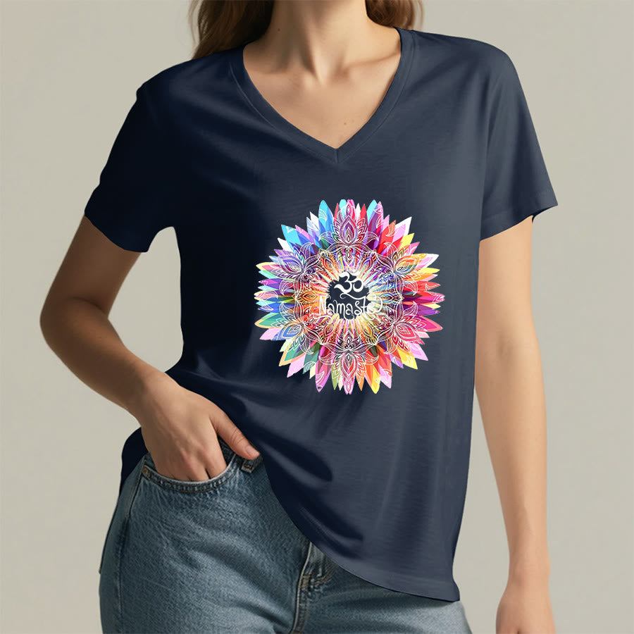 Olivenorma Zen Inspiré Mandala Om Namaste T-shirt col V - image 19