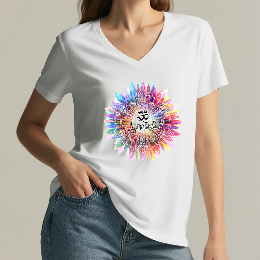 Olivenorma Zen Inspiré Mandala Om Namaste T-shirt col V - image 1