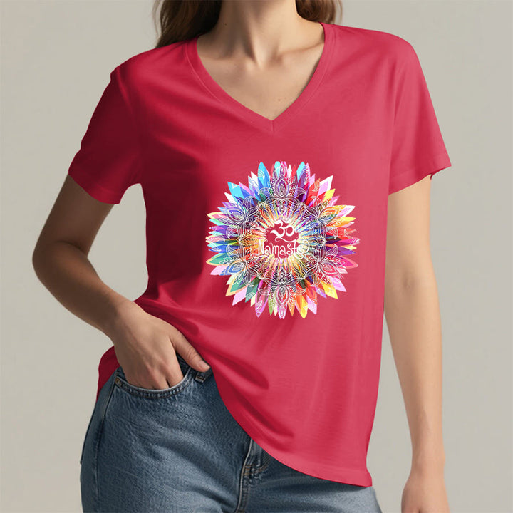 Olivenorma Zen Inspiré Mandala Om Namaste T-shirt col V - image 28