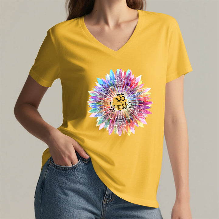 Olivenorma Zen Inspiré Mandala Om Namaste T-shirt col V - image 31