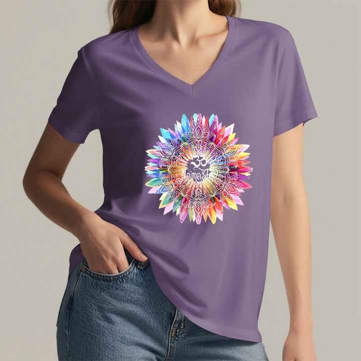 Olivenorma Zen Inspiré Mandala Om Namaste T-shirt col V - image 37