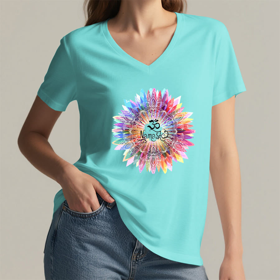 Olivenorma Zen Inspiré Mandala Om Namaste T-shirt col V - image 10