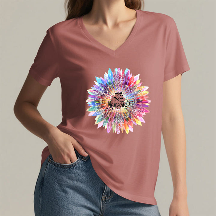 Olivenorma Zen Inspiré Mandala Om Namaste T-shirt col V - image 7