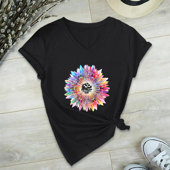 Olivenorma Zen Inspiré Mandala Om Namaste T-shirt col V - image 14