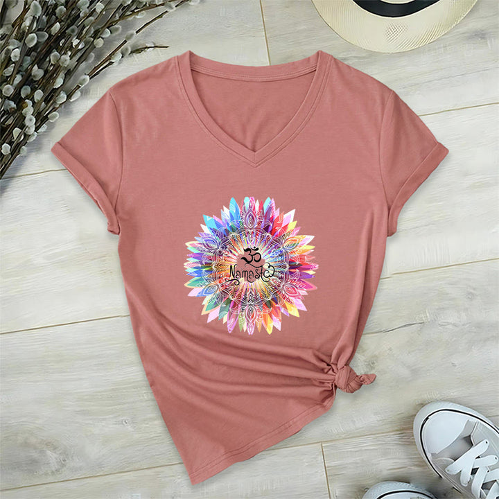 Olivenorma Zen Inspiré Mandala Om Namaste T-shirt col V - image 8