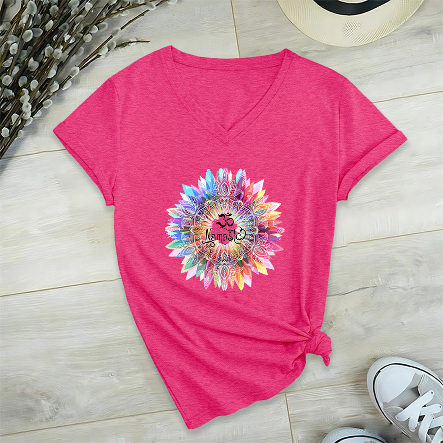 Olivenorma Zen Inspiré Mandala Om Namaste T-shirt col V - image 35