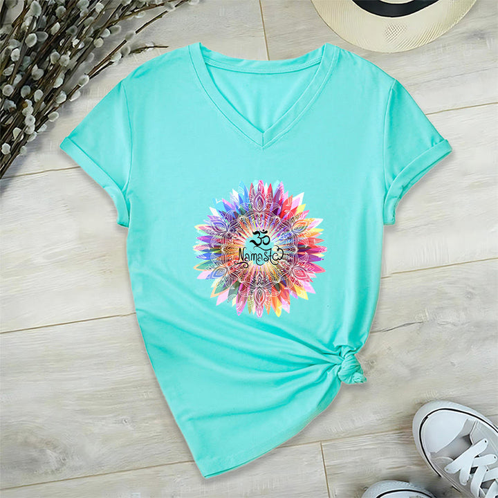 Olivenorma Zen Inspiré Mandala Om Namaste T-shirt col V - image 11