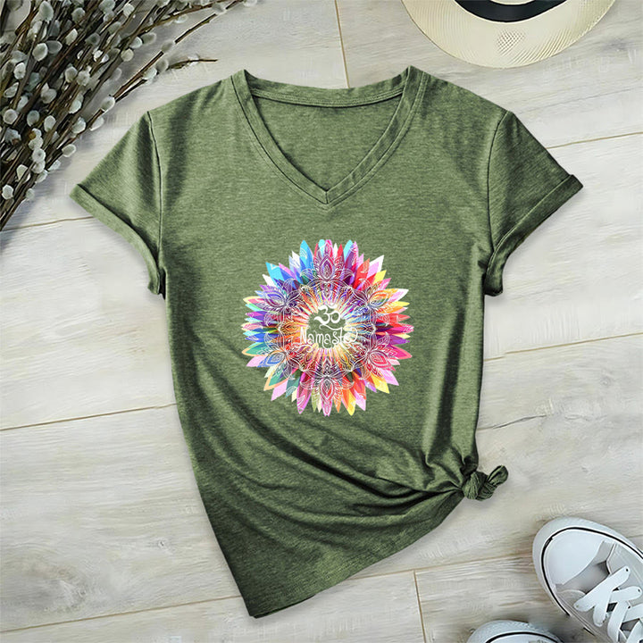 Olivenorma Zen Inspiré Mandala Om Namaste T-shirt col V - image 26