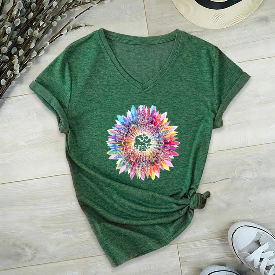 Olivenorma Zen Inspiré Mandala Om Namaste T-shirt col V - image 23