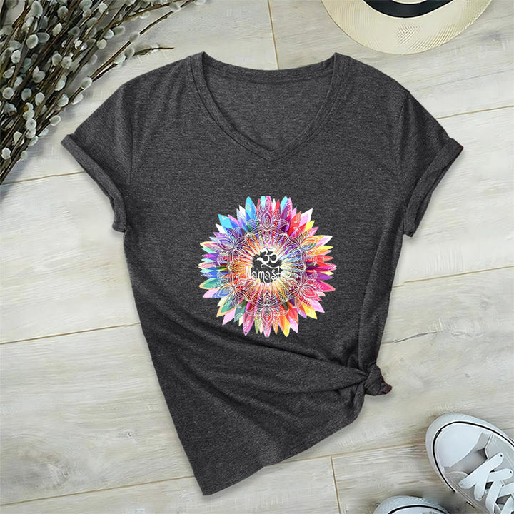 Olivenorma Zen Inspiré Mandala Om Namaste T-shirt col V - image 17