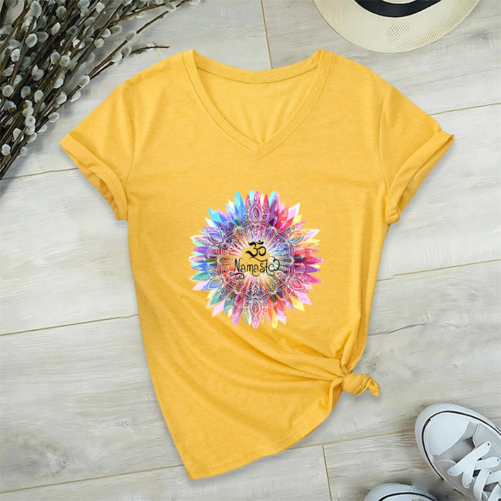 Olivenorma Zen Inspiré Mandala Om Namaste T-shirt col V - image 32
