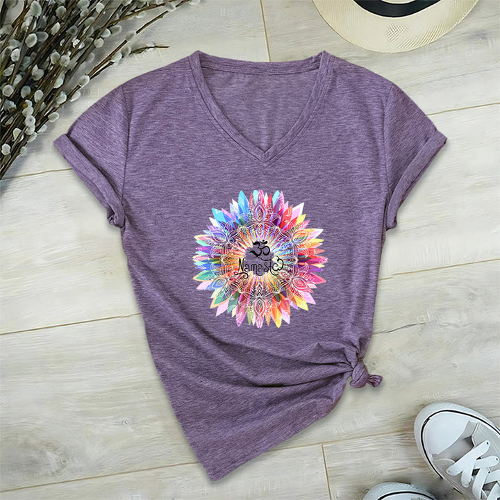 Olivenorma Zen Inspiré Mandala Om Namaste T-shirt col V - image 38