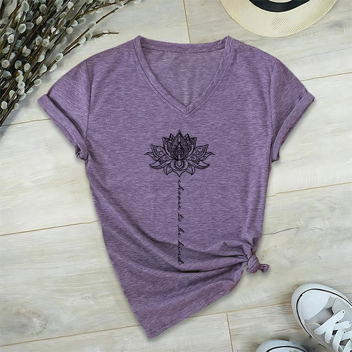 T-shirt Olivenorma « Choisissez la gentillesse » à col en V avec imprimé mandala lotus - Violet - 2XL - image 36