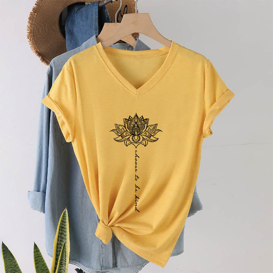 T-shirt Olivenorma « Choisissez la gentillesse » à col en V avec imprimé mandala lotus - image 31