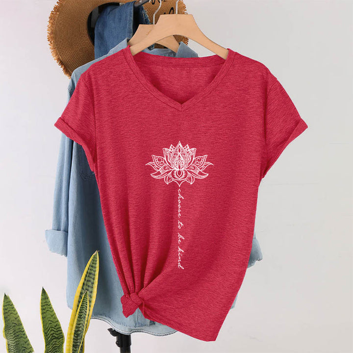T-shirt Olivenorma « Choisissez la gentillesse » à col en V avec imprimé mandala lotus - image 28