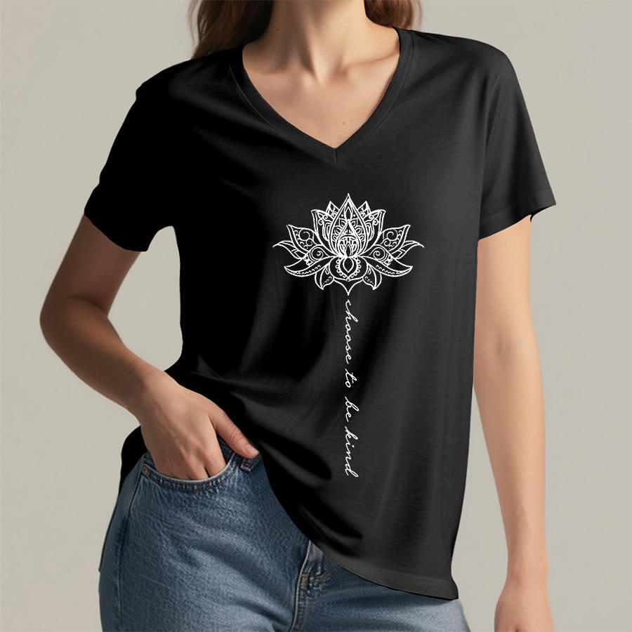 T-shirt Olivenorma « Choisissez la gentillesse » à col en V avec imprimé mandala lotus - image 14
