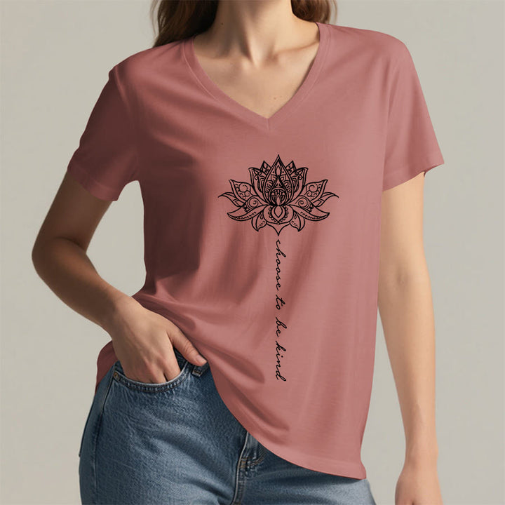 T-shirt Olivenorma « Choisissez la gentillesse » à col en V avec imprimé mandala lotus - image 8