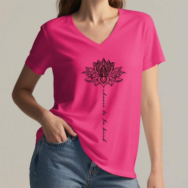T-shirt Olivenorma « Choisissez la gentillesse » à col en V avec imprimé mandala lotus - image 35