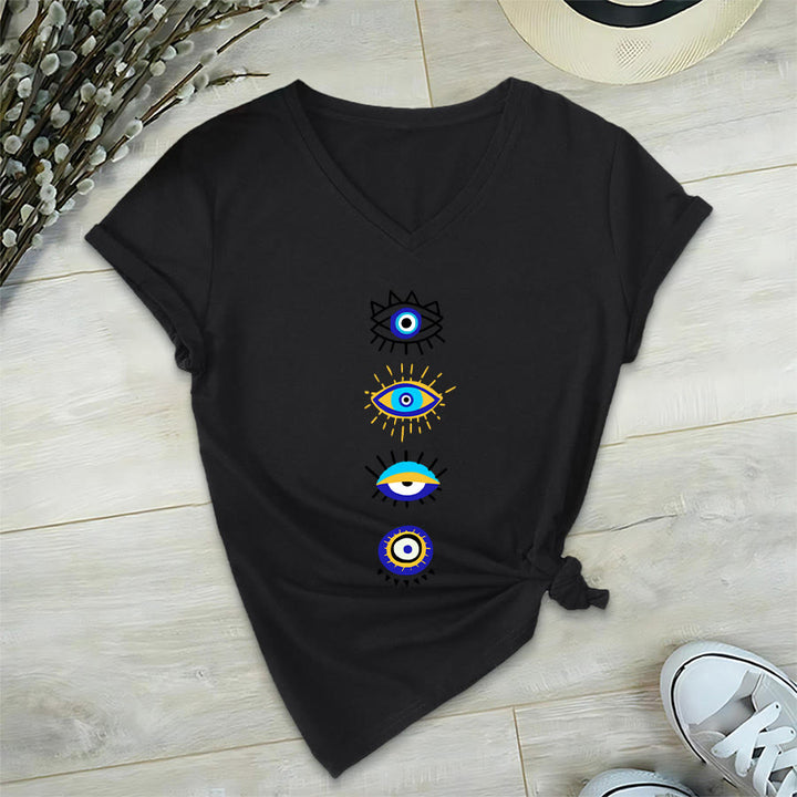 T-shirt de yoga à col en V imprimé de la collection Olivenorma Evil Eye - Noir - 2XL - image 12