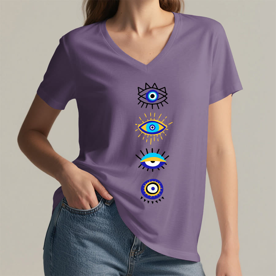 T-shirt de yoga à col en V imprimé de la collection Olivenorma Evil Eye - image 38