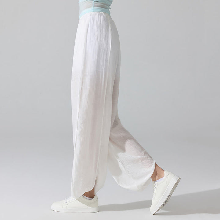 Pantalon de yoga sarouel ample Olivenorma à taille haute élastique et texture froissée - image 7