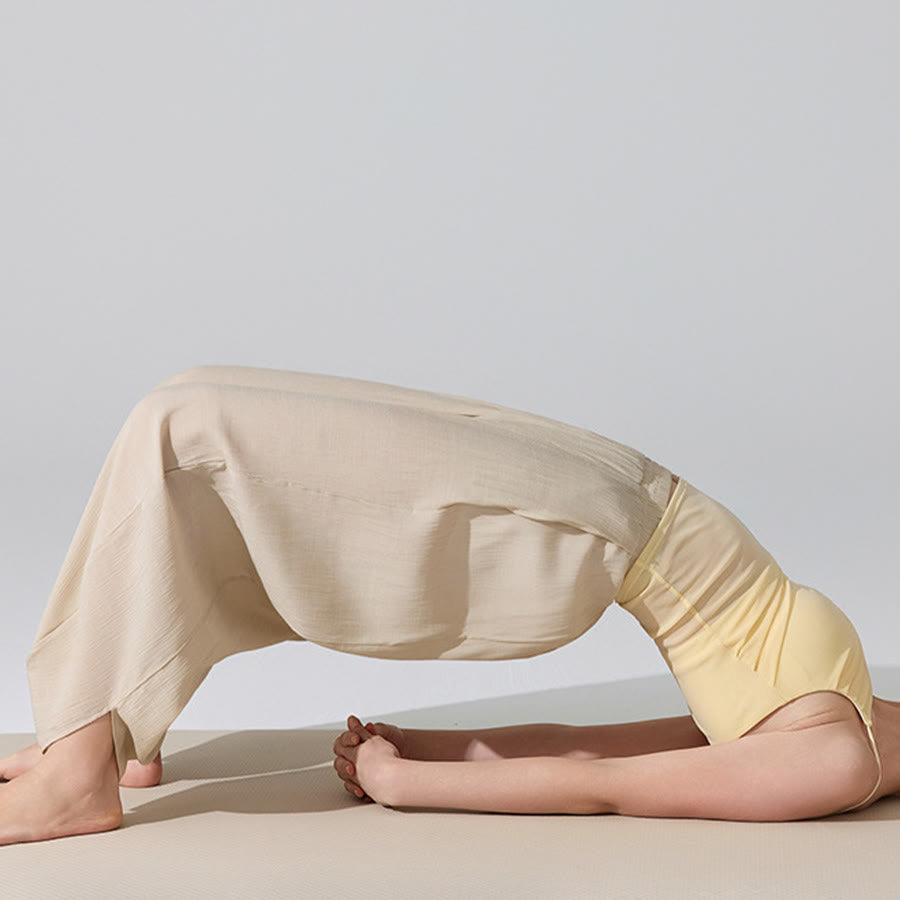 Pantalon de yoga sarouel ample Olivenorma à taille haute élastique et texture froissée - image 5