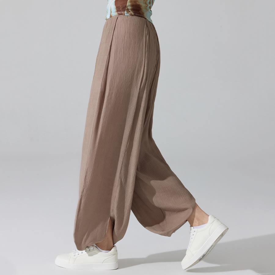 Pantalon de yoga sarouel ample Olivenorma à taille haute élastique et texture froissée - image 18