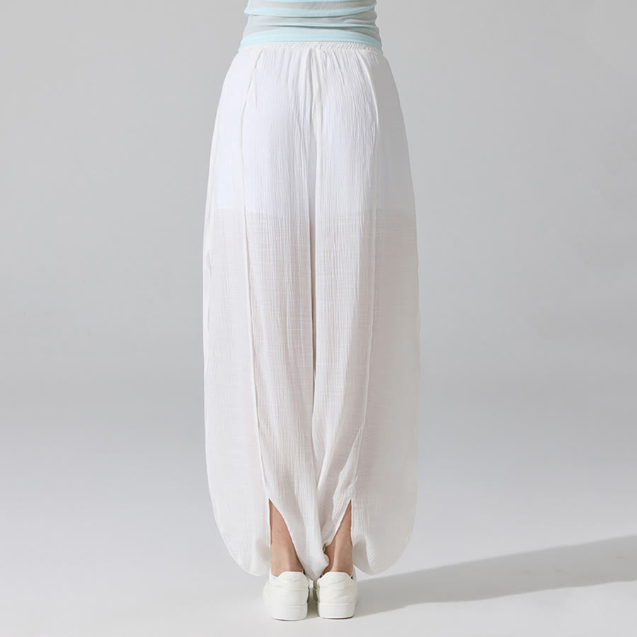 Pantalon de yoga sarouel ample Olivenorma à taille haute élastique et texture froissée - image 8