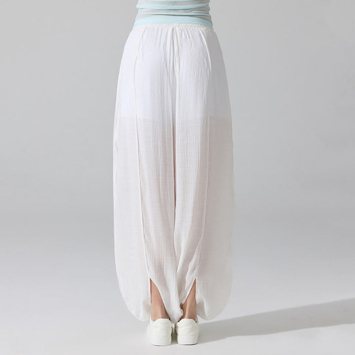 Pantalon de yoga sarouel ample Olivenorma à taille haute élastique et texture froissée - image 8
