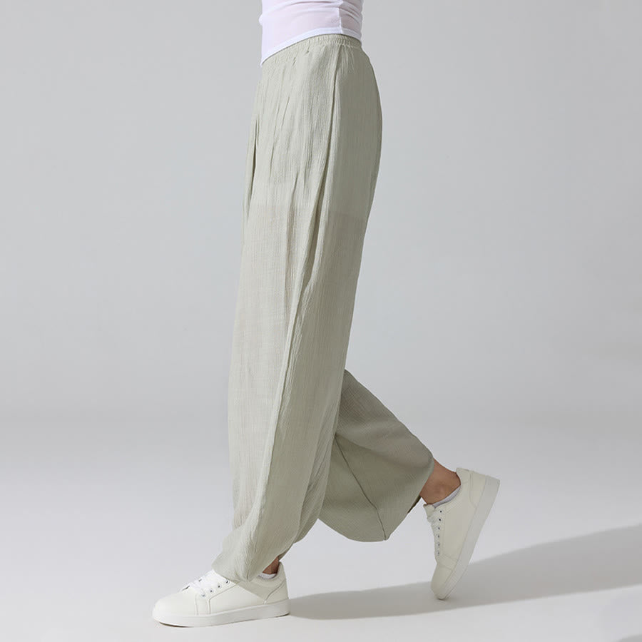 Pantalon de yoga sarouel ample Olivenorma à taille haute élastique et texture froissée - image 12