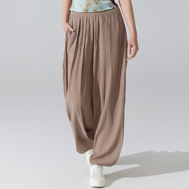 Pantalon de yoga sarouel ample Olivenorma à taille haute élastique et texture froissée - image 19