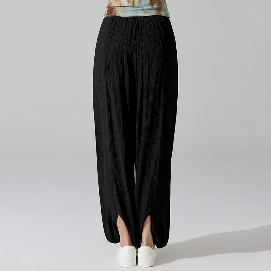 Pantalon de yoga sarouel ample Olivenorma à taille haute élastique et texture froissée - image 10