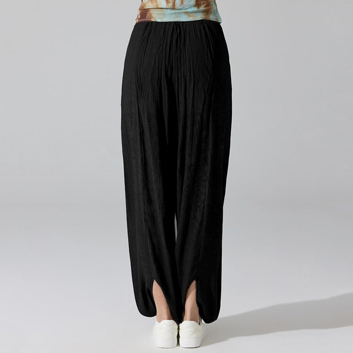 Pantalon de yoga sarouel ample Olivenorma à taille haute élastique et texture froissée - image 10