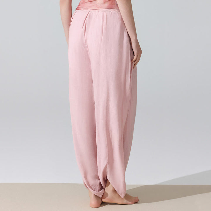 Pantalon de yoga sarouel ample Olivenorma à taille haute élastique et texture froissée - image 16