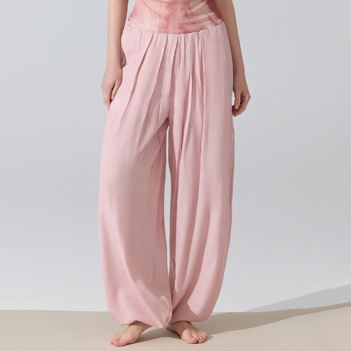 Pantalon de yoga sarouel ample Olivenorma à taille haute élastique et texture froissée - image 15