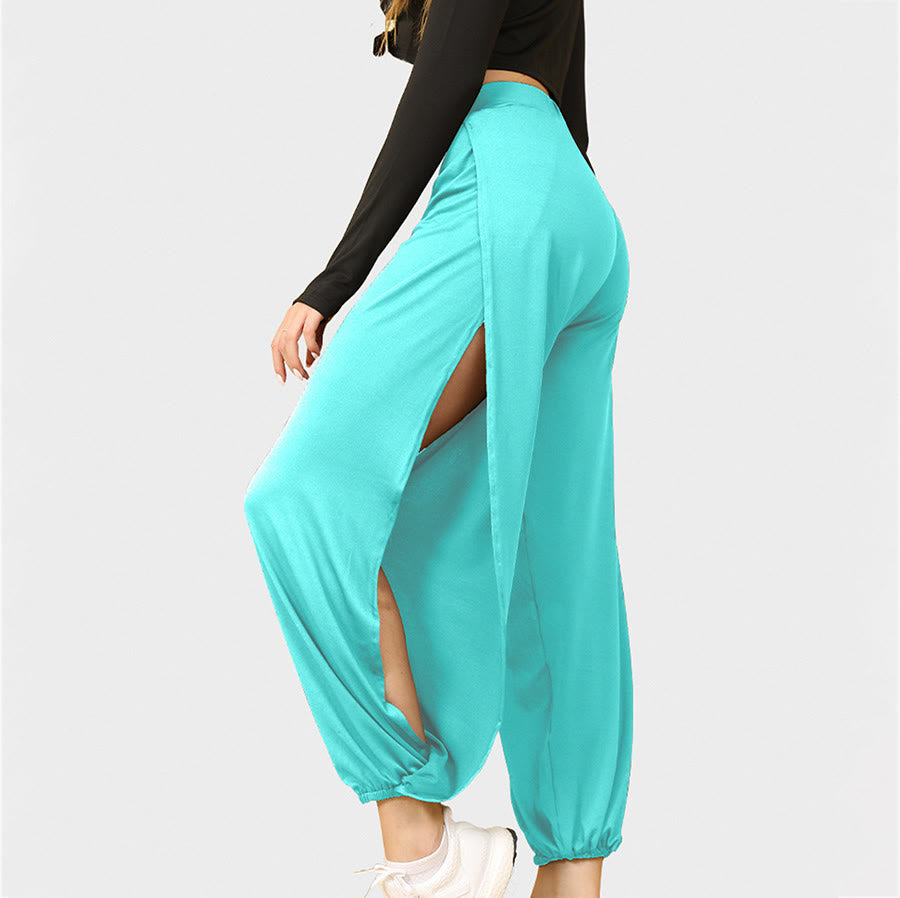 Pantalon de jogging Olivenorma pour femme, taille haute, fentes latérales et découpes doubles, doux et confortable, idéal pour le yoga. - Bleu - XXL - image 7