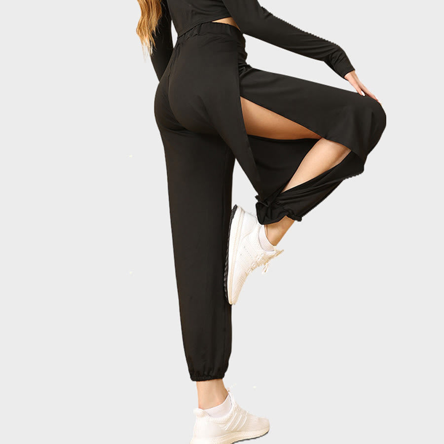 Pantalon de jogging Olivenorma pour femme, taille haute, fentes latérales et découpes doubles, doux et confortable, idéal pour le yoga. - image 2