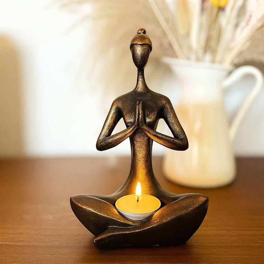 Sculpture de yoga minimaliste abstraite à poses multiples Olivenorma, décoration spirituelle - Porte-bougie de méditation - image 0