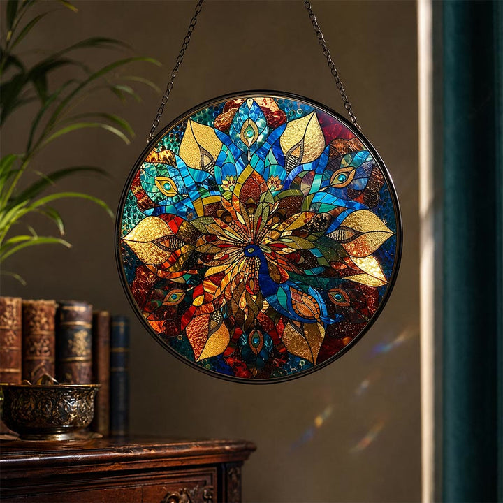 Olivenorma 2D Rond Mandala Mosaïque Vitrail Attrape-soleil - image 2