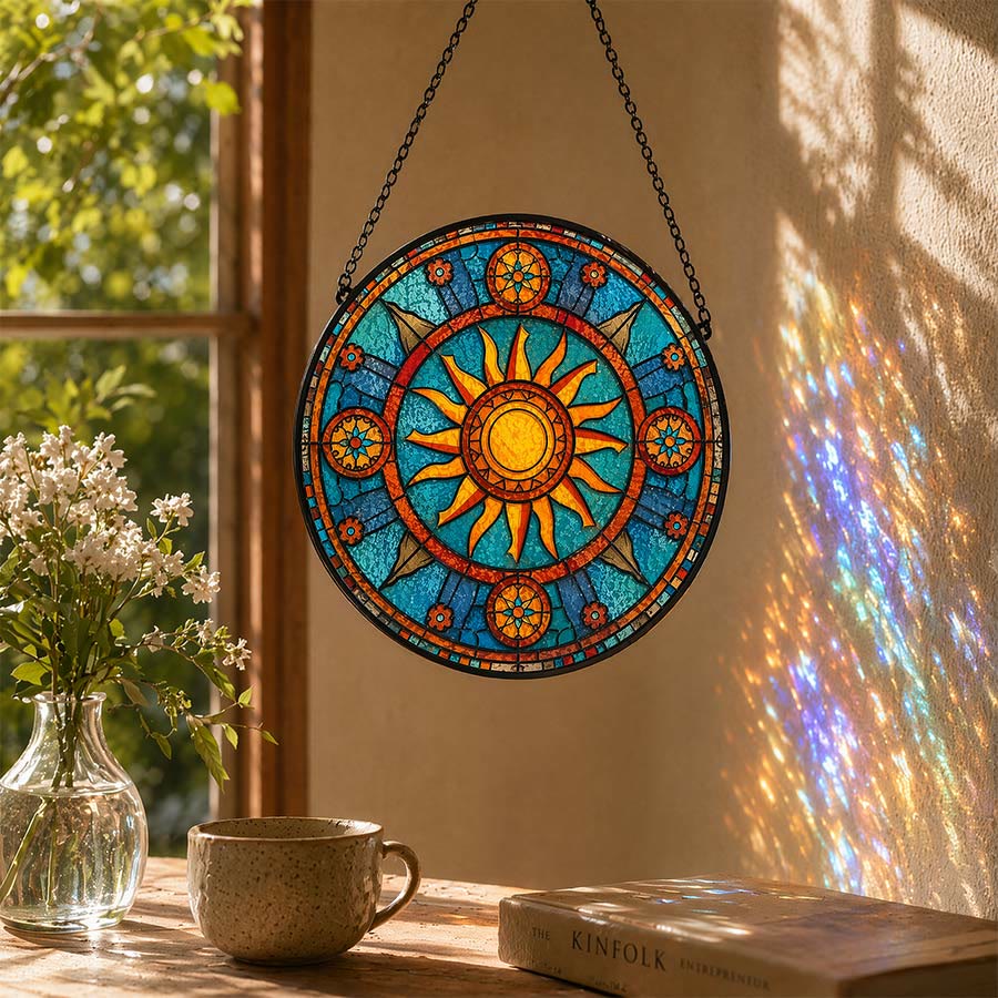 Olivenorma Attrape-soleil en mosaïque de rayons de soleil mandala rond 2D - image 1