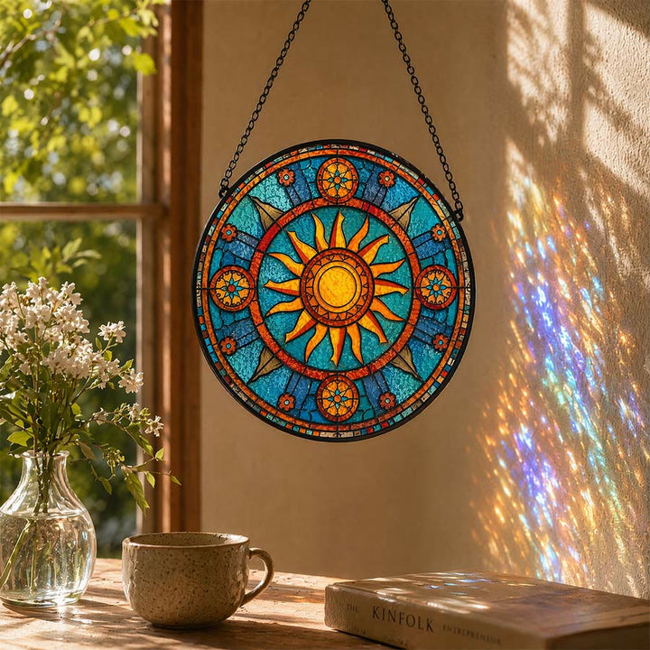 Olivenorma Attrape-soleil en mosaïque de rayons de soleil mandala rond 2D - image 1