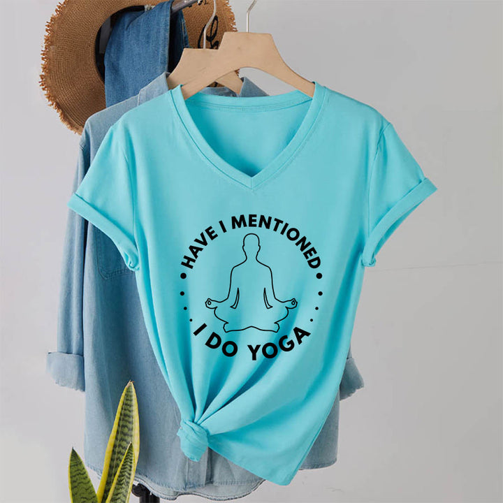 T-shirt Olivenorma à col en V pour femme, motif circulaire de méditation et de yoga. - Lac Bleu - 2XL - image 16