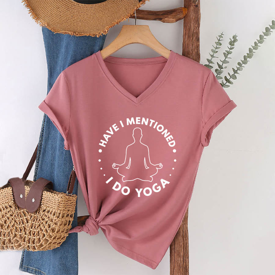 T-shirt Olivenorma à col en V pour femme, motif circulaire de méditation et de yoga. - Rose - 2XL - image 13