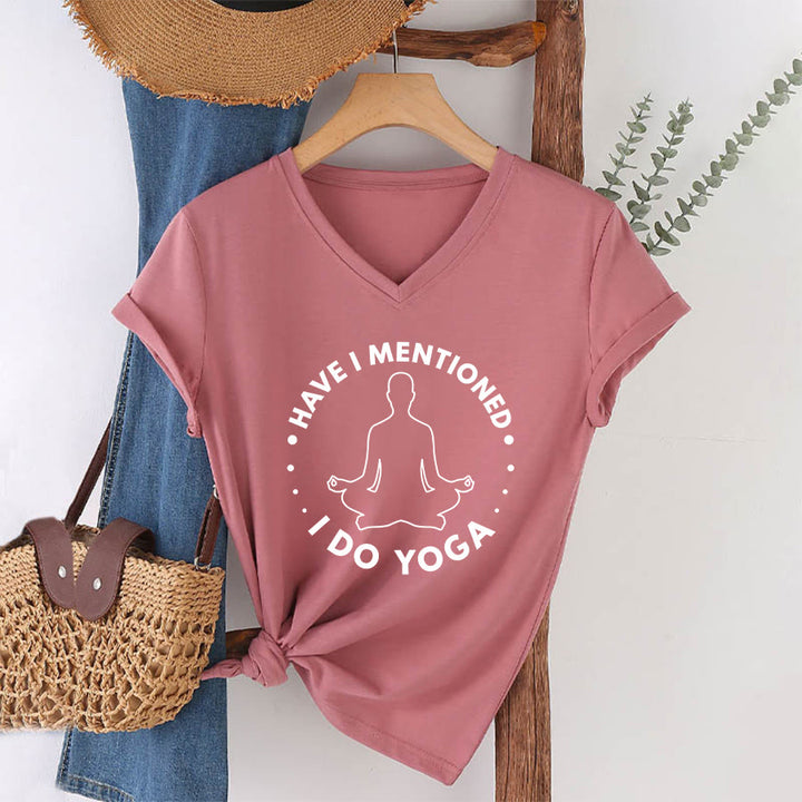 T-shirt Olivenorma à col en V pour femme, motif circulaire de méditation et de yoga. - Rose - 2XL - image 13